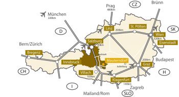 Österreich Karte - Anreise nach Mauterndorf